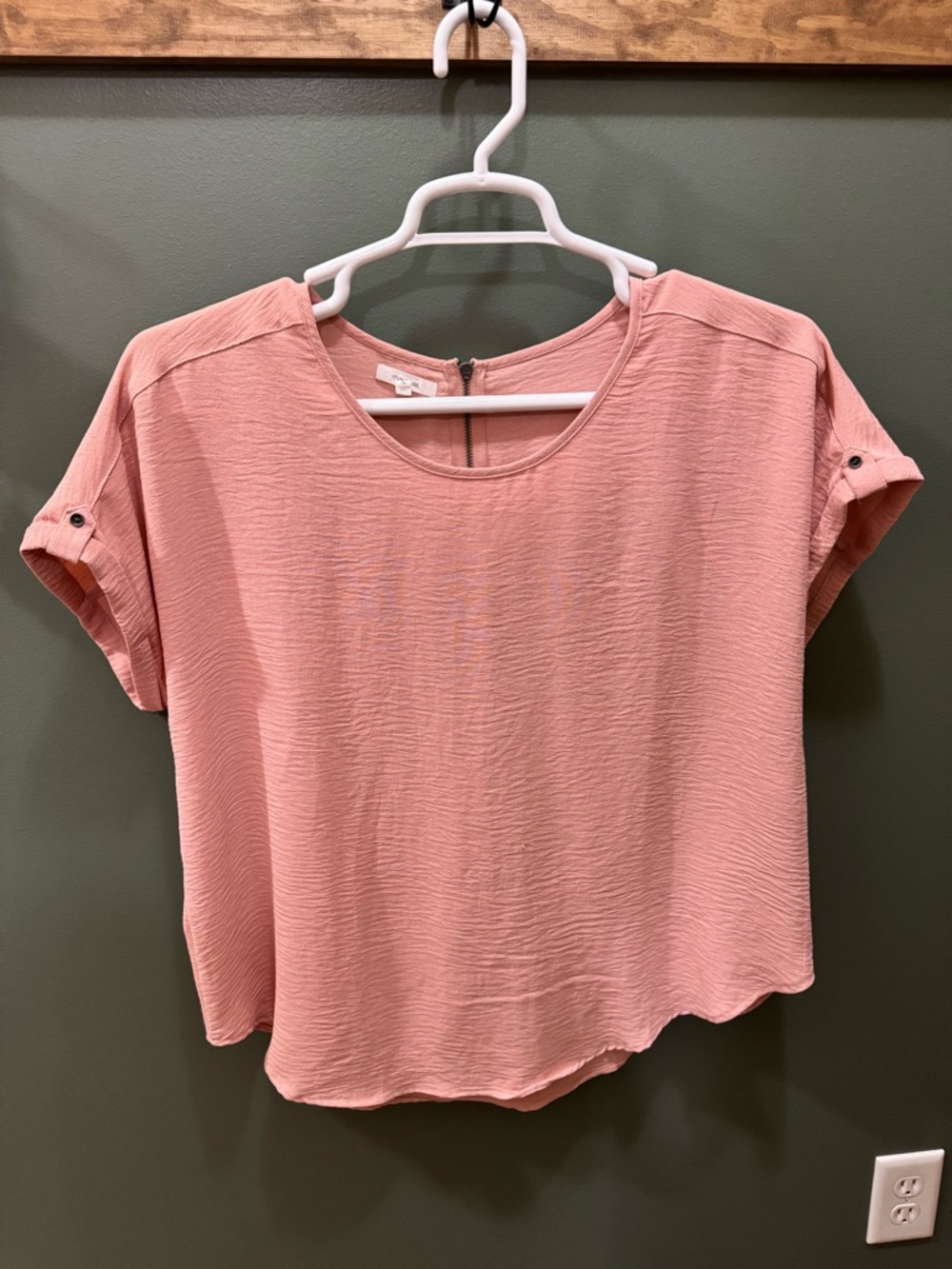 Maurices Dusty Rose Short Sleeve Round Neck Blouse